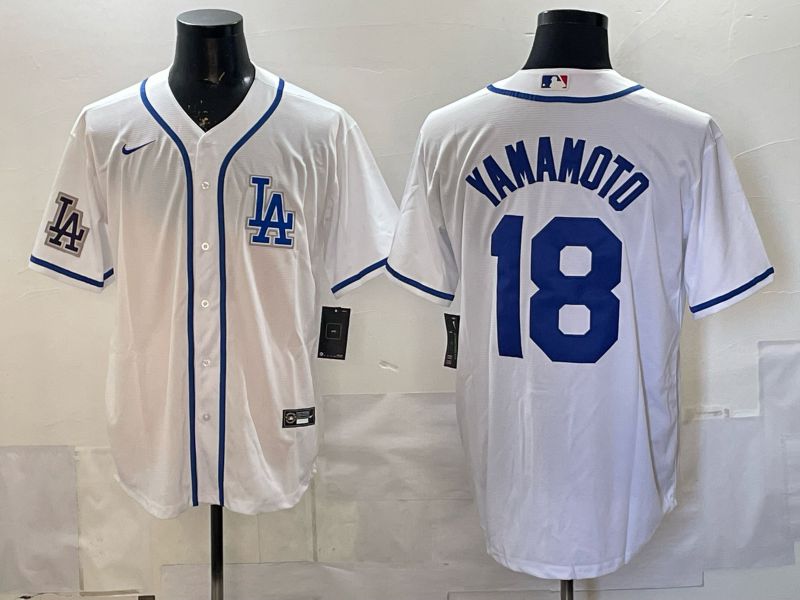 Men 2026 Nike Los Angeles Dodgers #18 Yamamoto White Game MLB Jersey 04